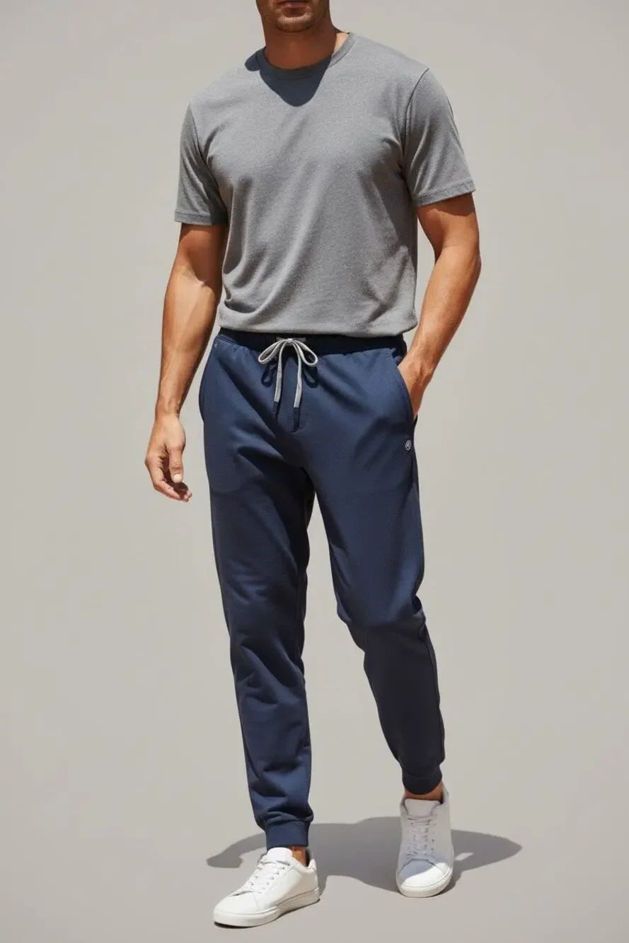 FIGS Men's Tansen Jogger Pants Classic Fit Elastic Waistband Gray Blue Size  L